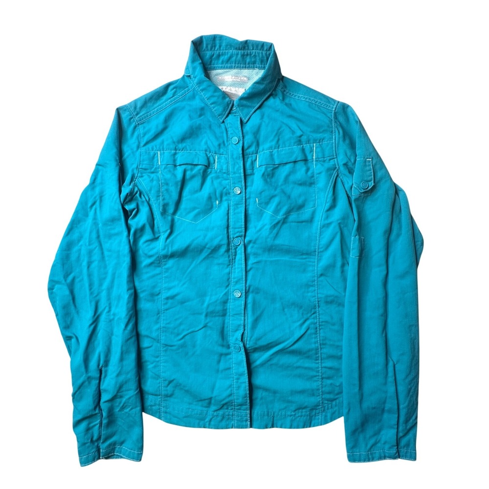 Columbia Shirt Girls L Blue Silver Ridge Long Sleeve Omni-Shade Button Up Hiking